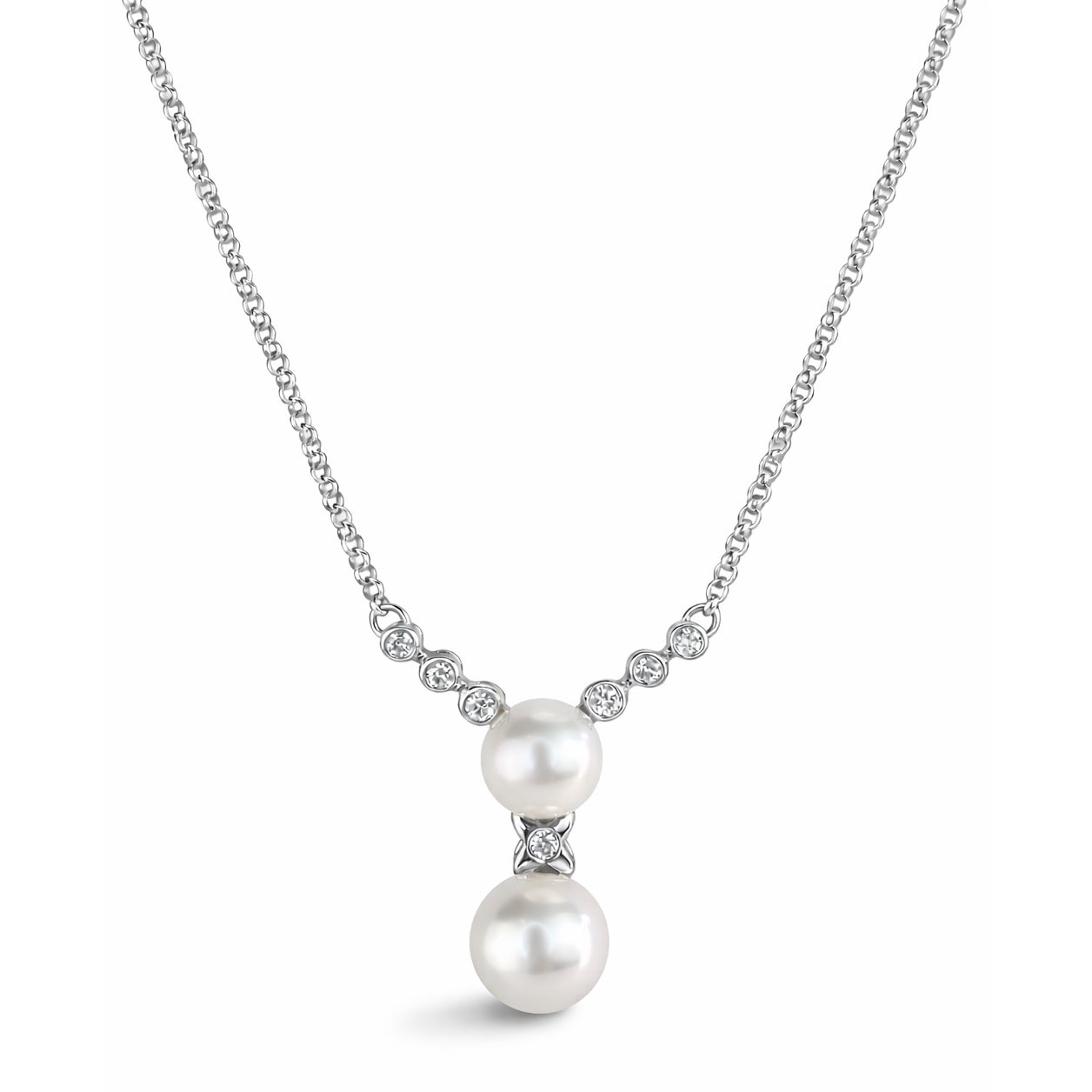 14k Japanese Cult Pearl & Diamonds Motif Necklace