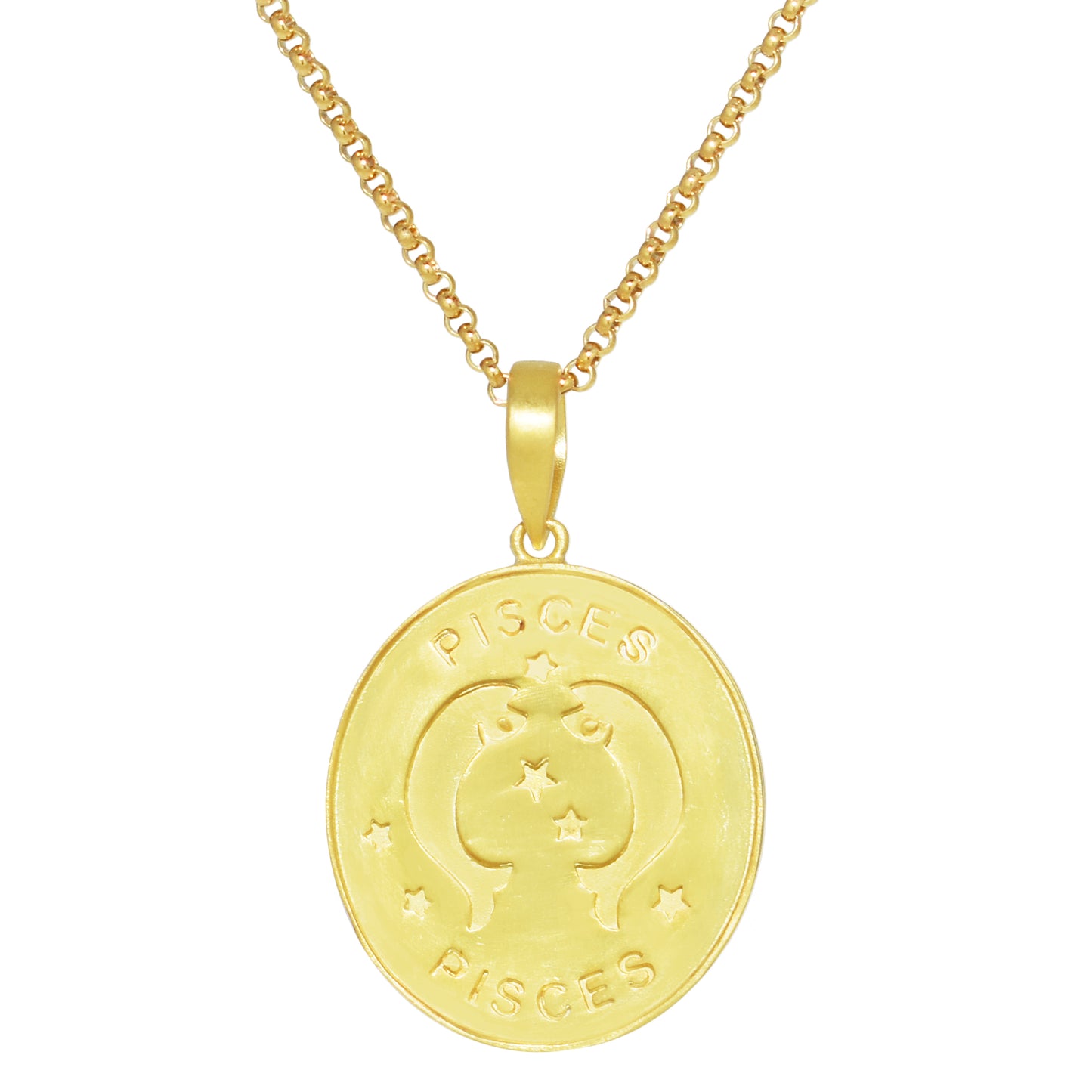 14k Plated Over Silver Zodiac Oval Pendant Necklace