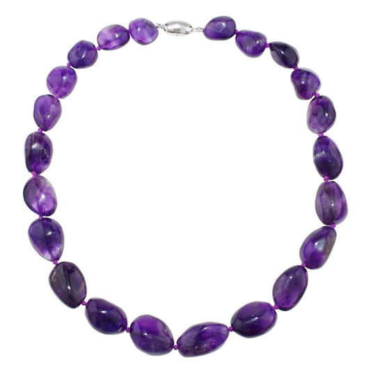 Sterling Silver Amethyst Nugget Necklace 18''