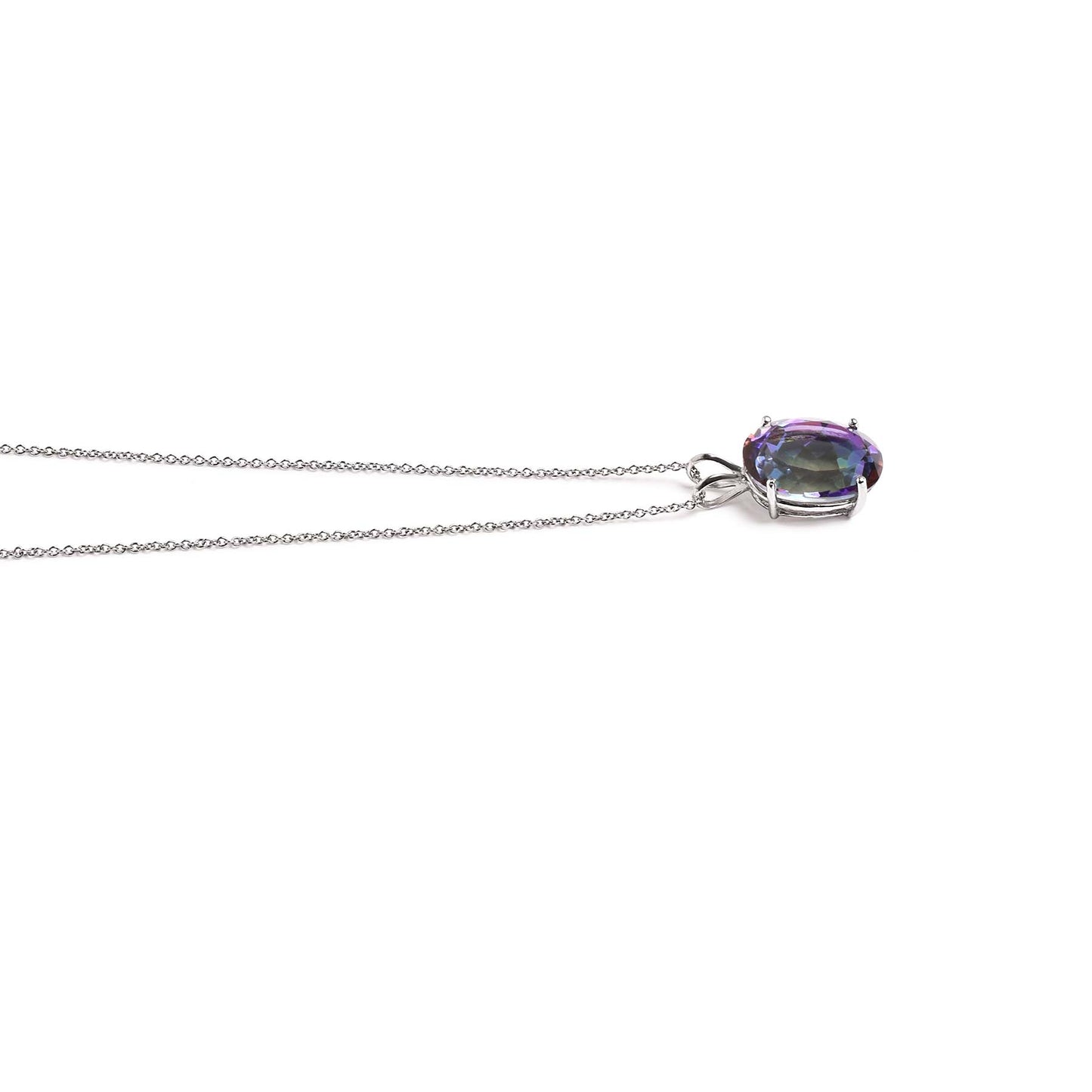Sterling Silver Purple Mystic Topaz Oval Pendant Necklace 18"