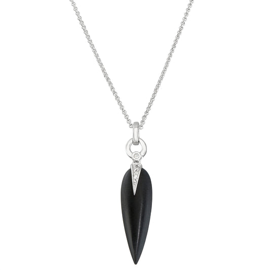Sterling Silver Black Onyx And White Topaz Pendant Necklace