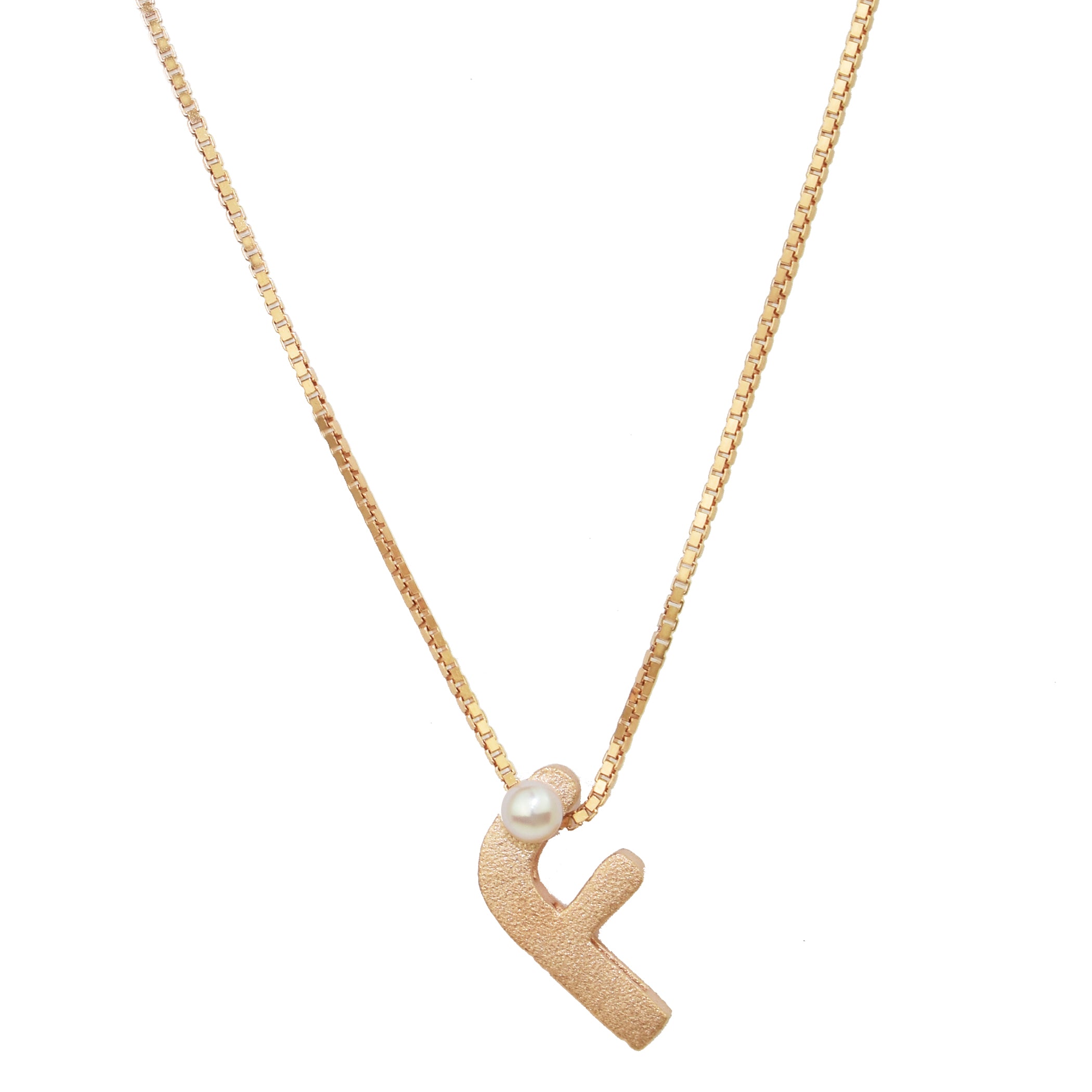 Sterling Silver Rose Gold Plated Pearl Initial Necklace
