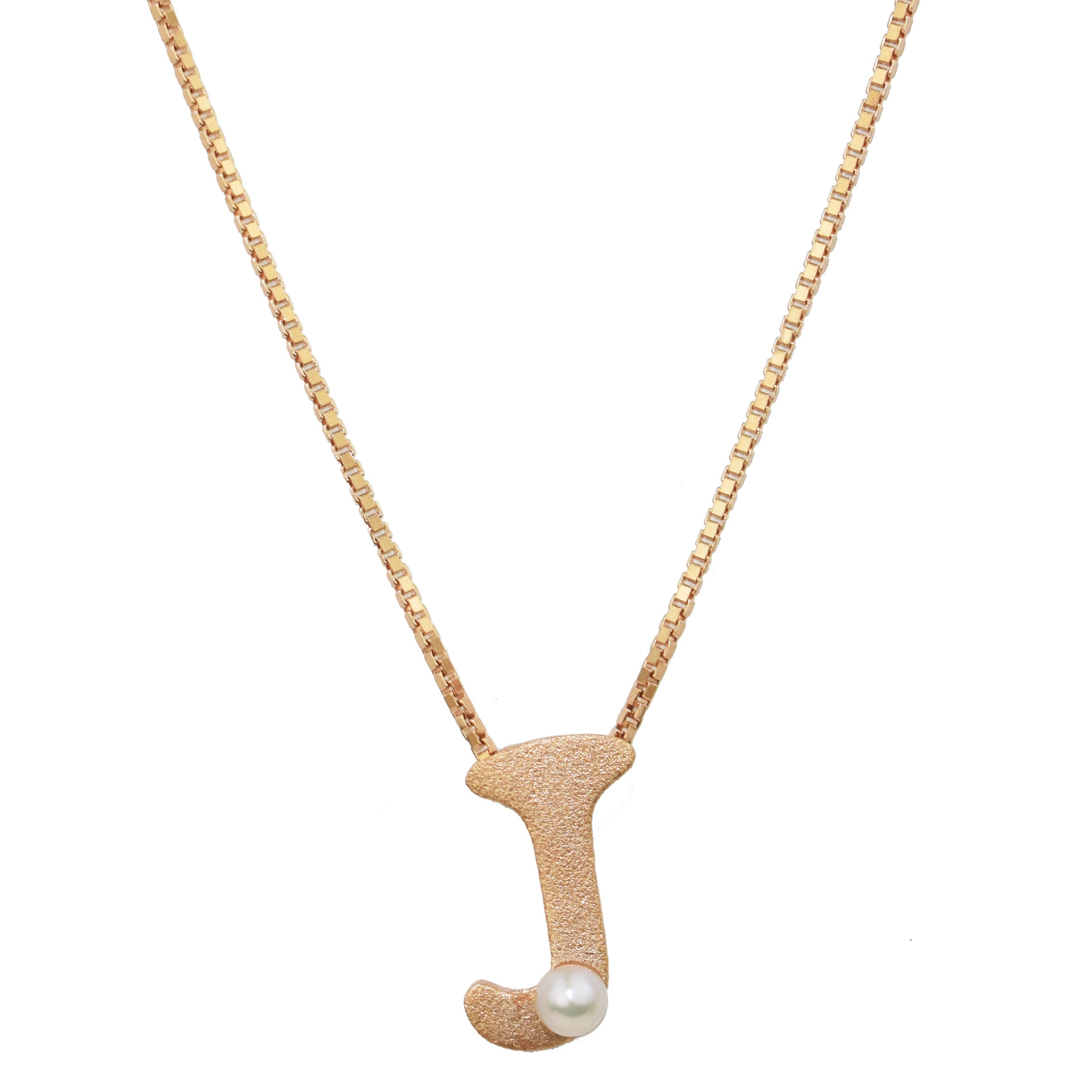 Sterling Silver Rose Gold Plated Pearl Initial Necklace