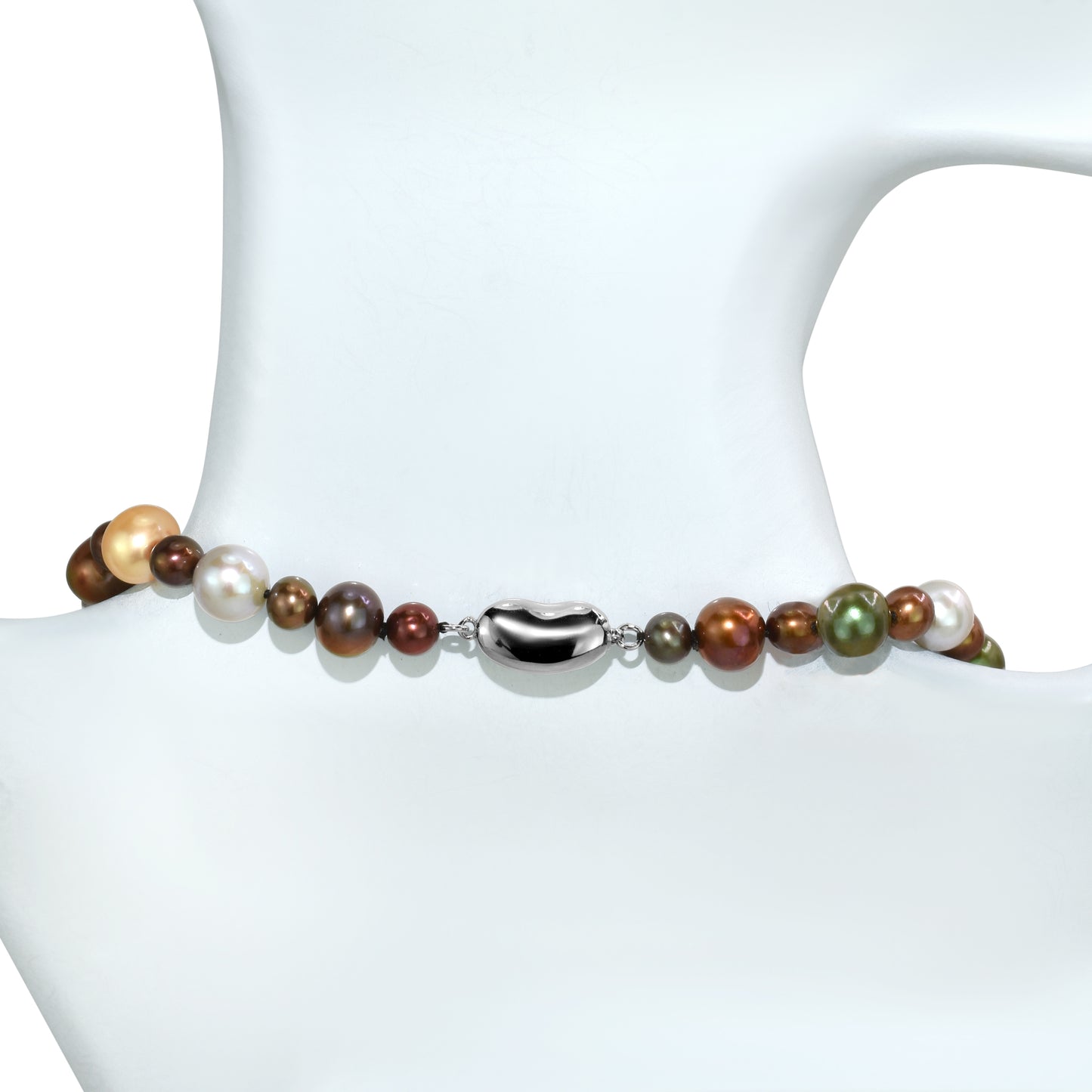 Sterling Silver Multi Chocolate Brown Pearl Knotted Necklace