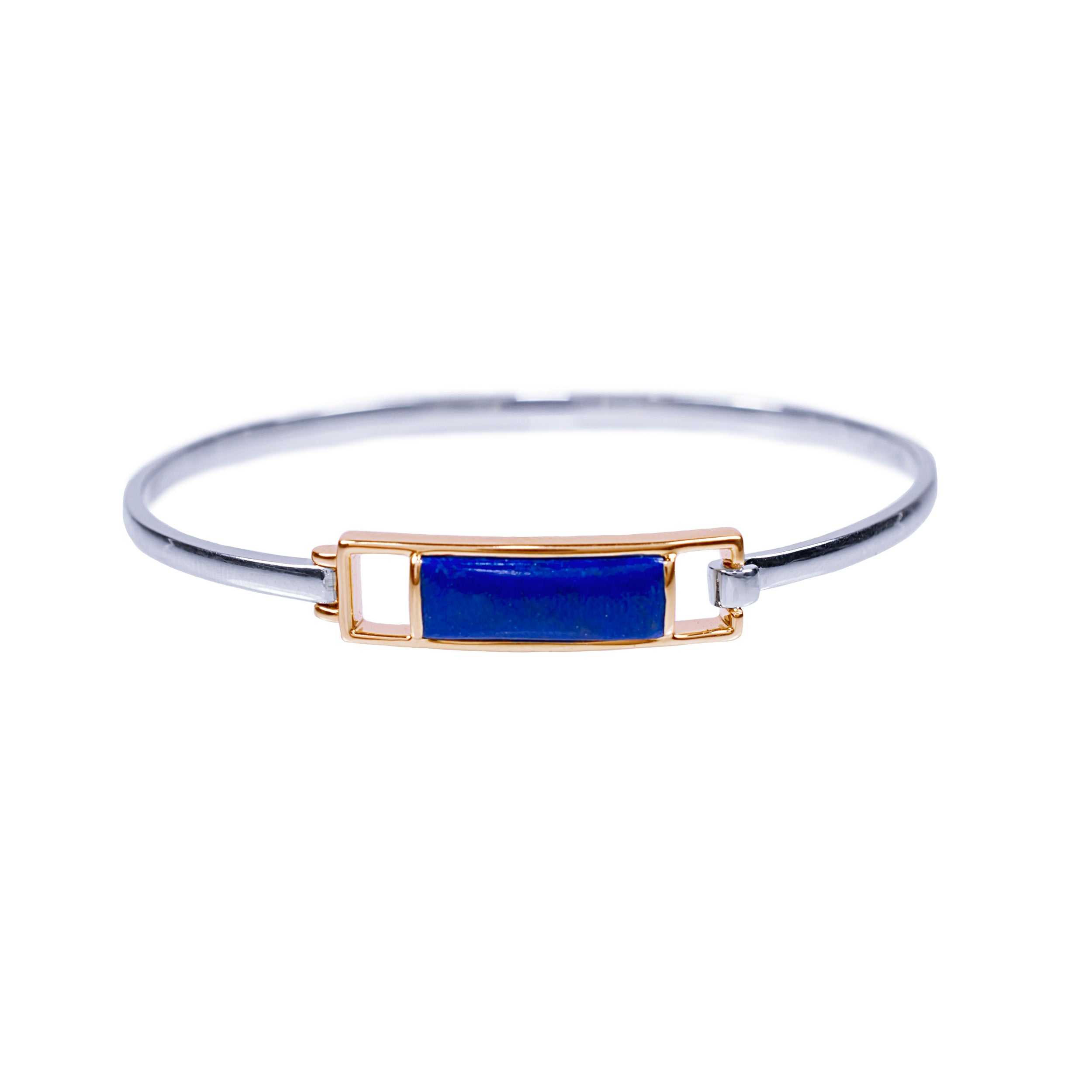 14k Gold Sterling Silver Lapis Bangle