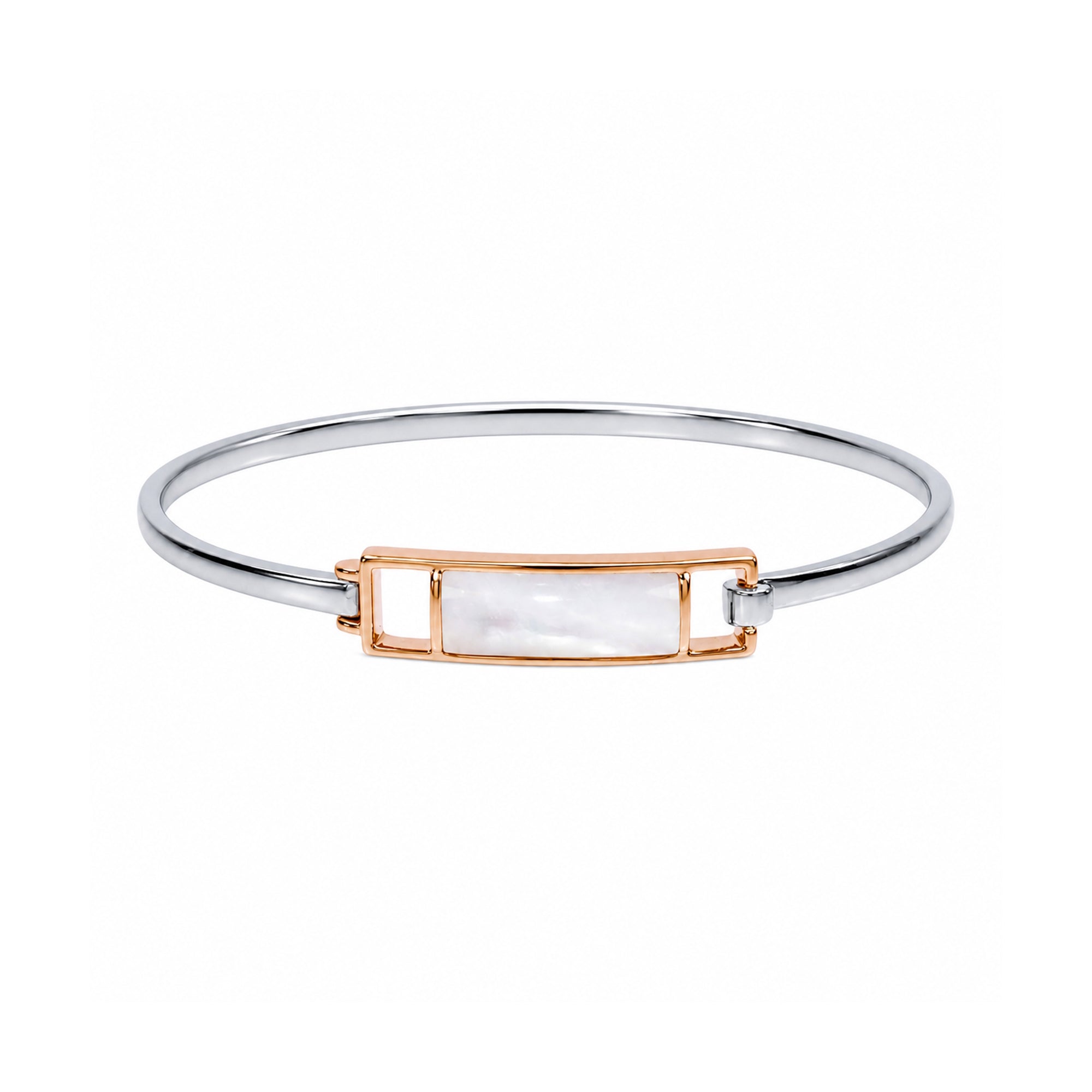 Sterling Silver 14k Gold Black Onyx or Mother of Pearl Hinge Bangle