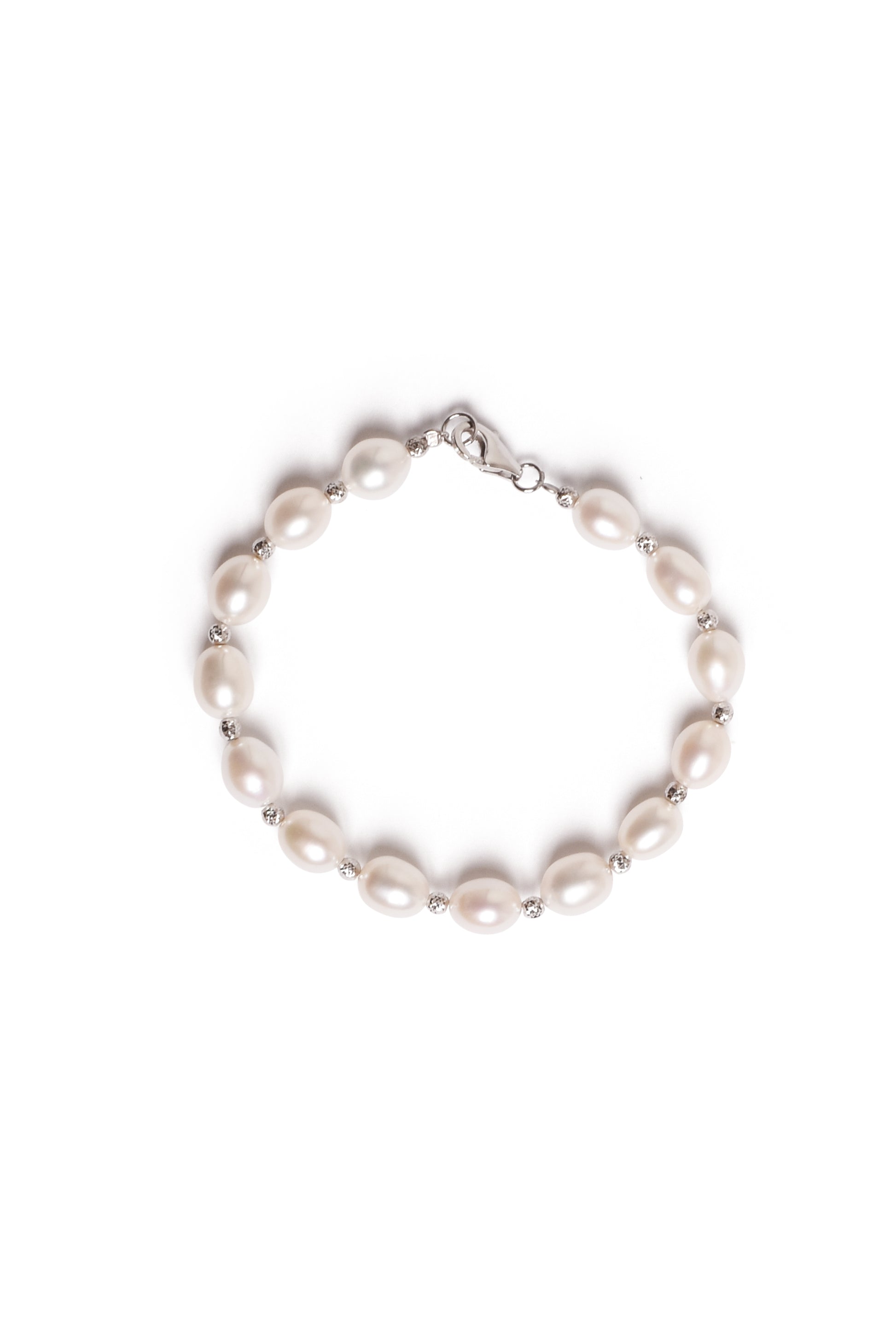 Sterling Silver Grey or White Freshwater Pearl Bracelet 7.5" White
