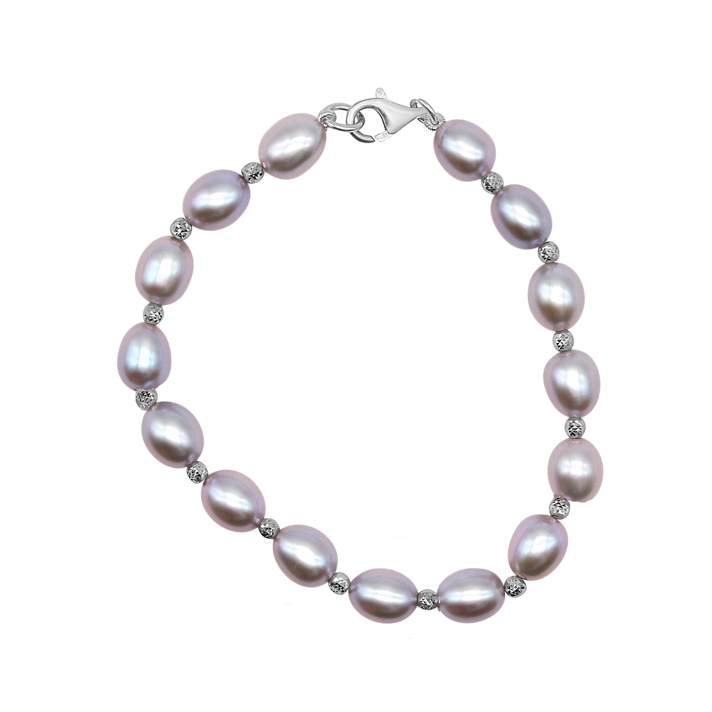 Sterling Silver Grey or White Freshwater Pearl Bracelet 7.5" Grey