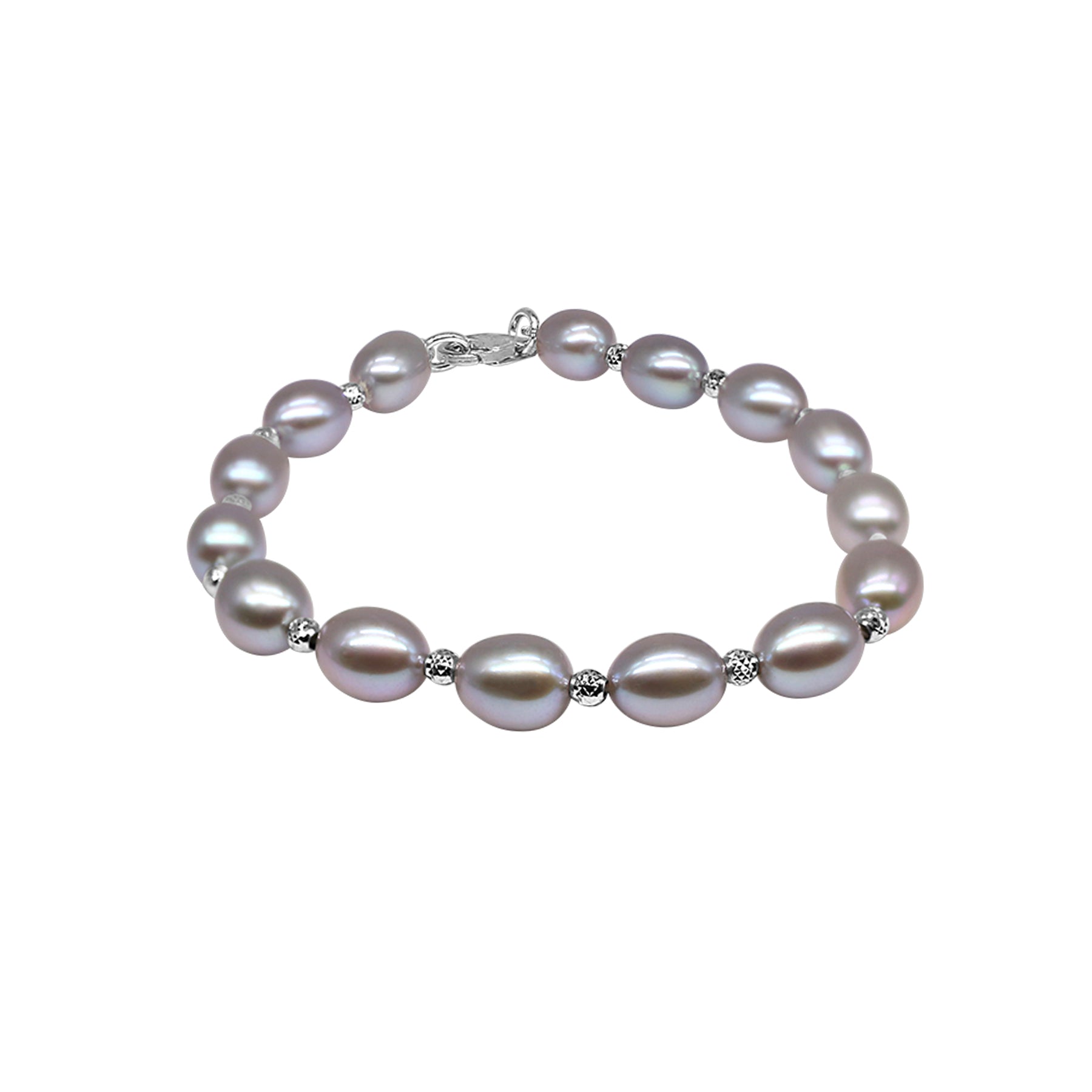 Sterling Silver Grey or White Freshwater Pearl Bracelet 7.5" Grey