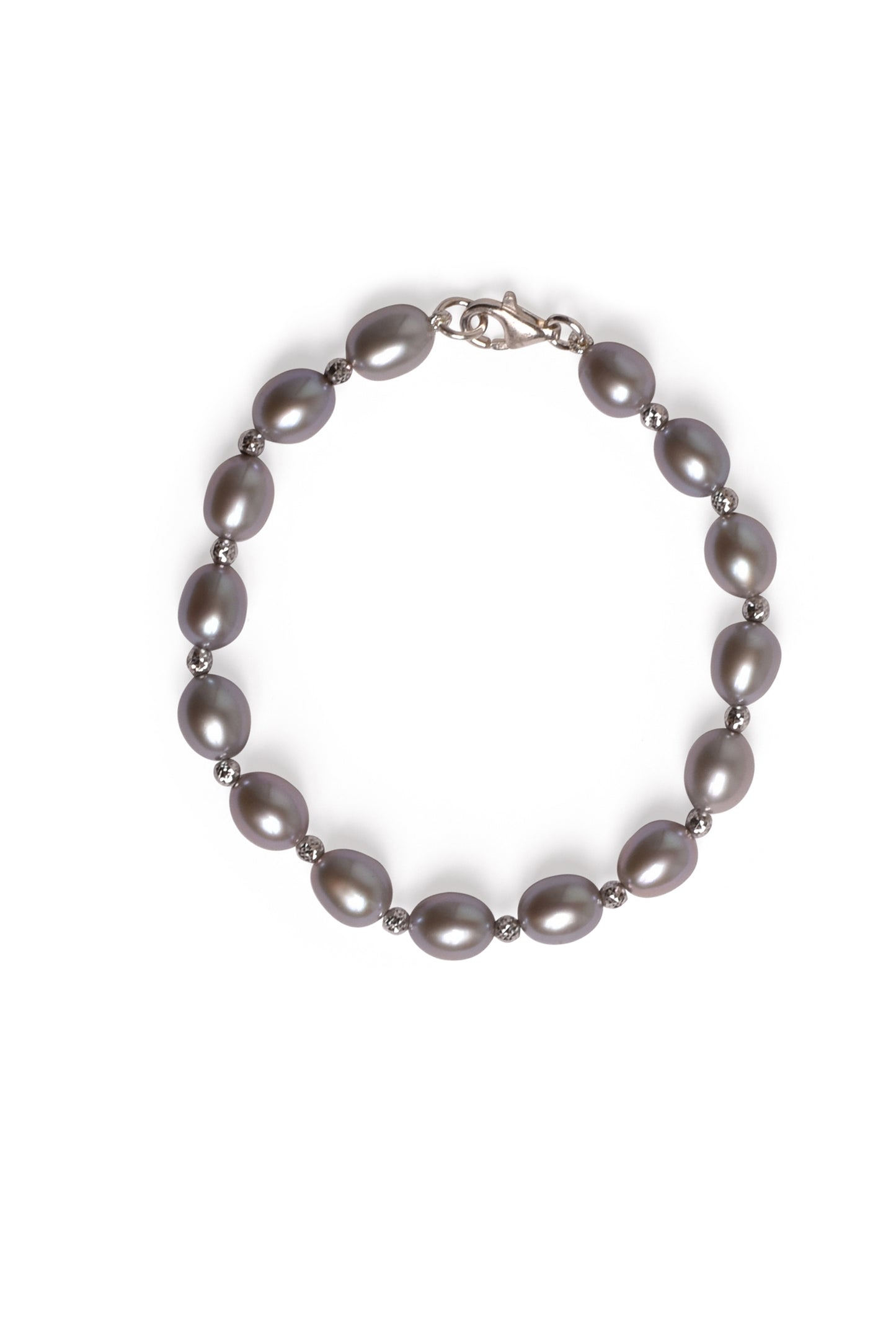 Sterling Silver Grey or White Freshwater Pearl Bracelet 7.5" Grey