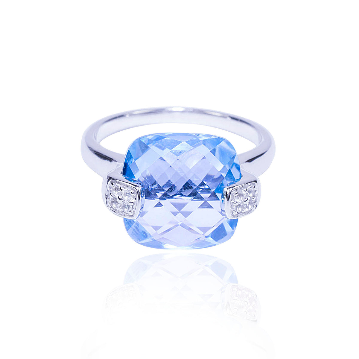 Sterling Silver Blue & White Topaz Ring