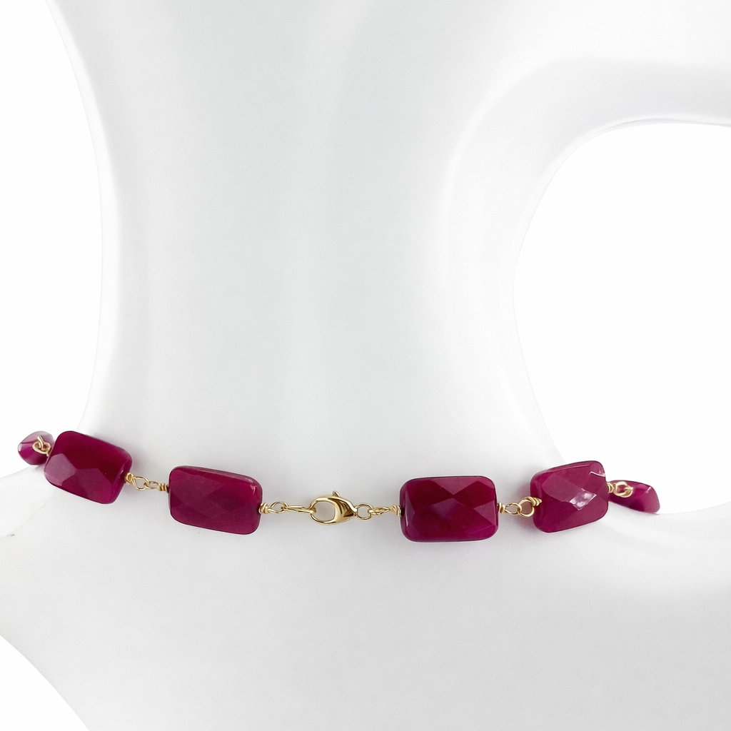 14k Ruby Rectangle Link Necklace