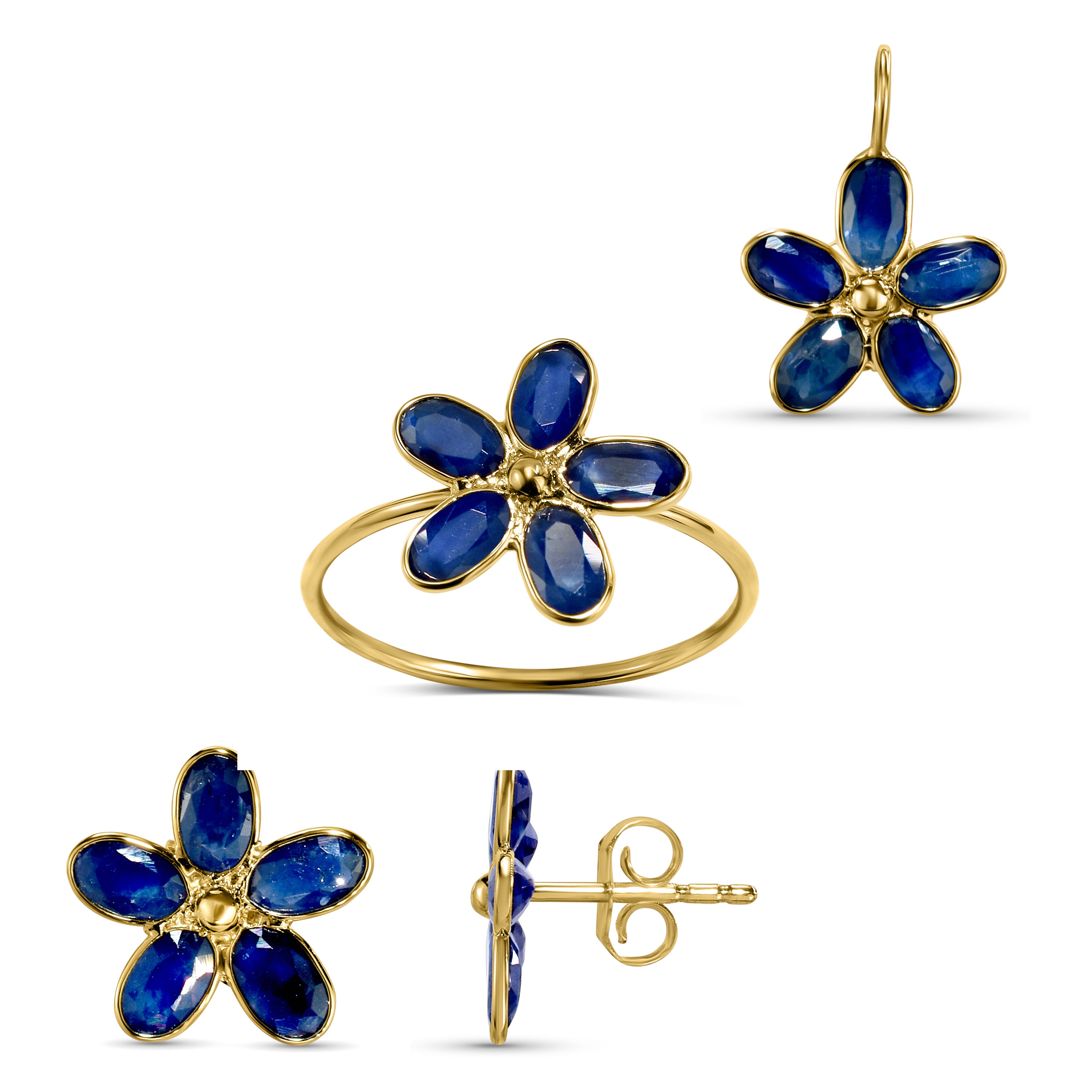 18k Sapphire Flower Petal Set