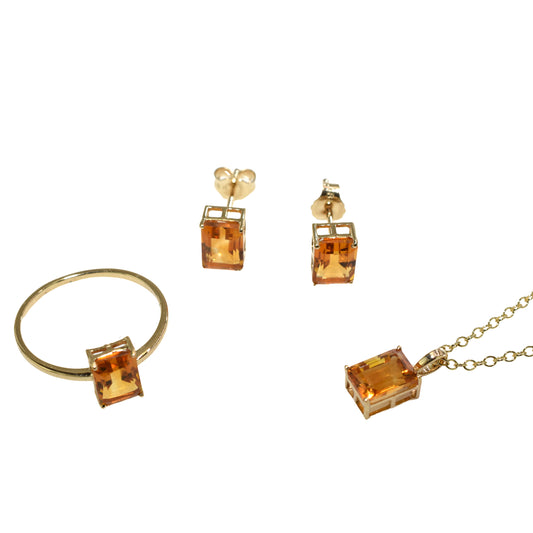 18k Citrine Rectangle Set
