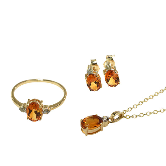 18k Citrine Oval Diamond Set