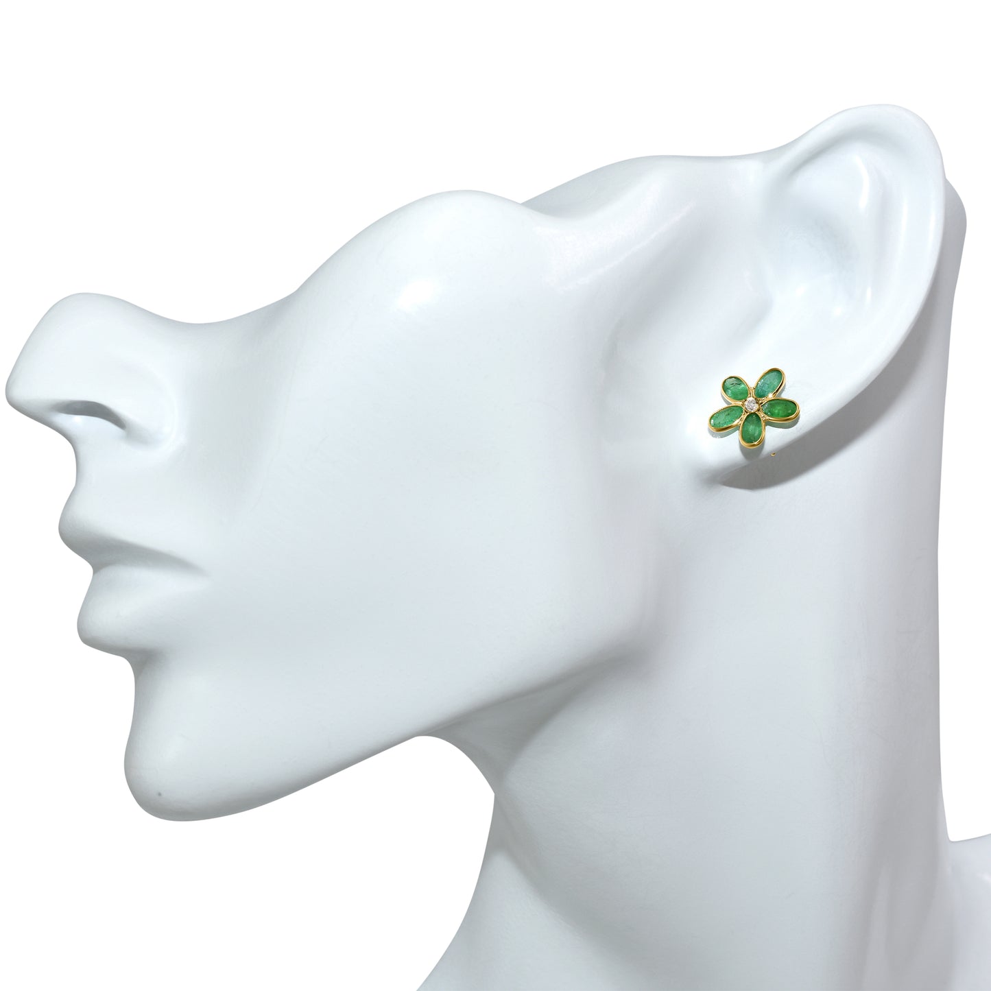18k Emerald Diamond Flower Set