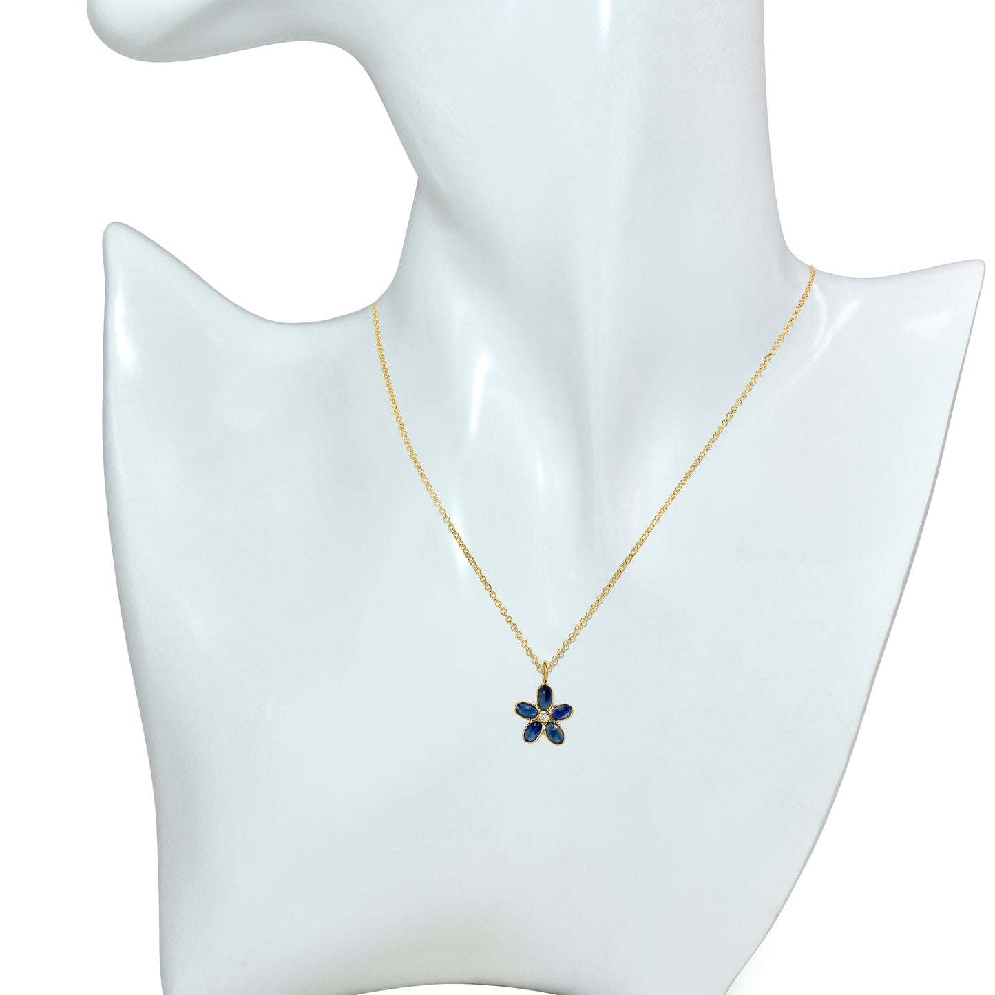 18k Sapphire Diamond Flower Set