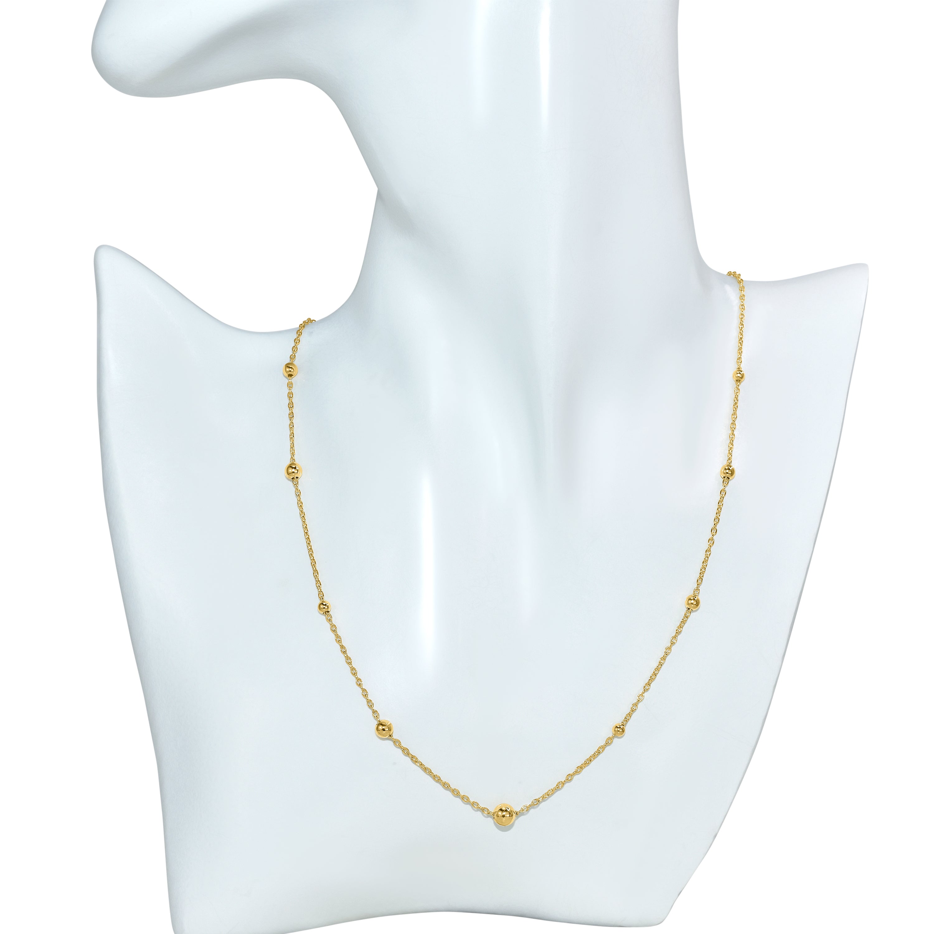 Séchic 18k Bead Station Necklace 3.5-5mm
