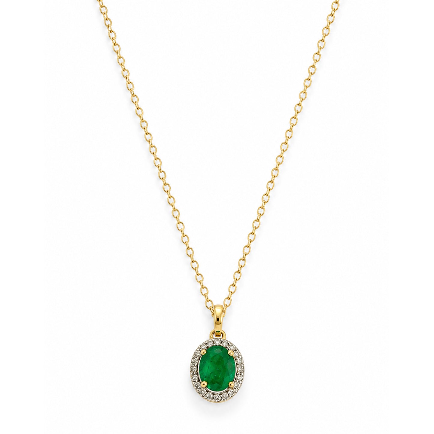 18k Emerald Oval Shape Diamond Set
