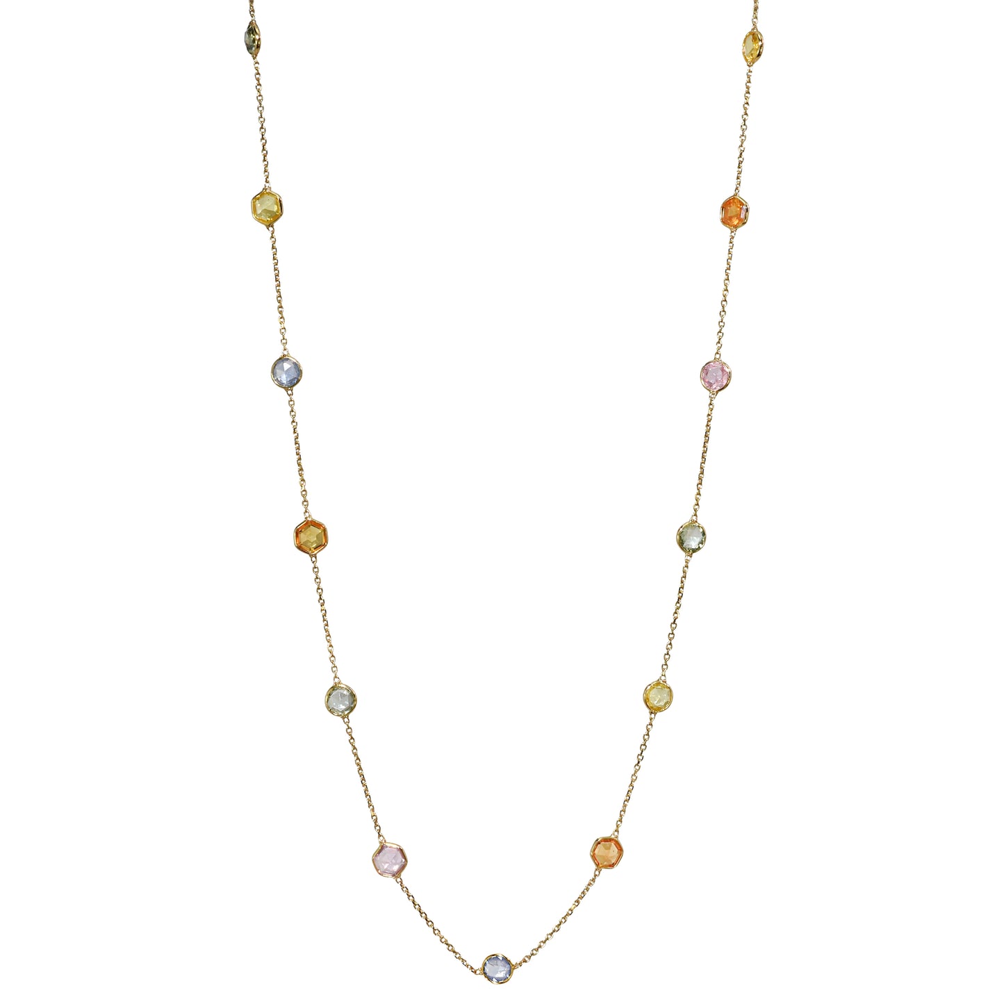 18k Multi Sapphire Multi Shape Necklace
