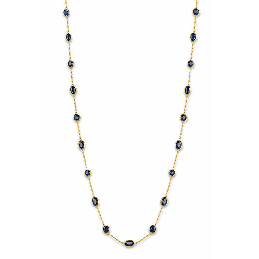 18k Sapphire Stones Oval Bezel Necklace
