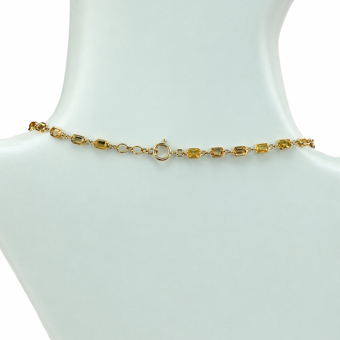 18k Multi Sapphire Bezel Stones Necklace