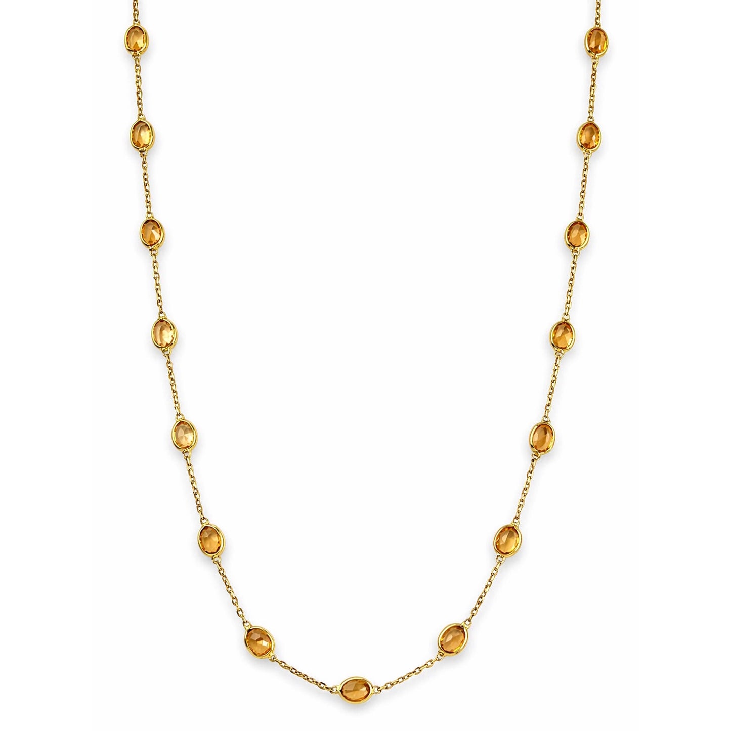18k Spessartite Stones Bezel Necklace