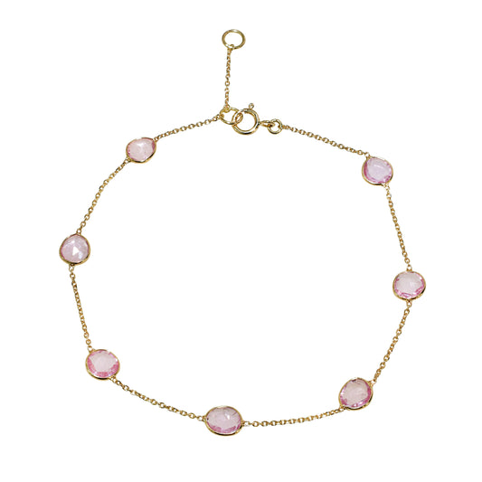 18k Pink Sapphire Circle Bezel Bracelet