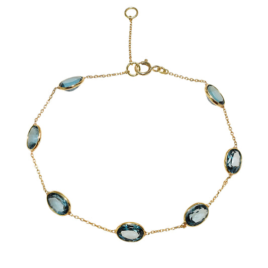 18k Blue Topaz Oval Bracelet