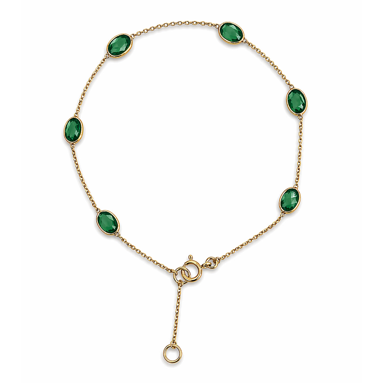 18k Emerald Stones Round Bezel Bracelet