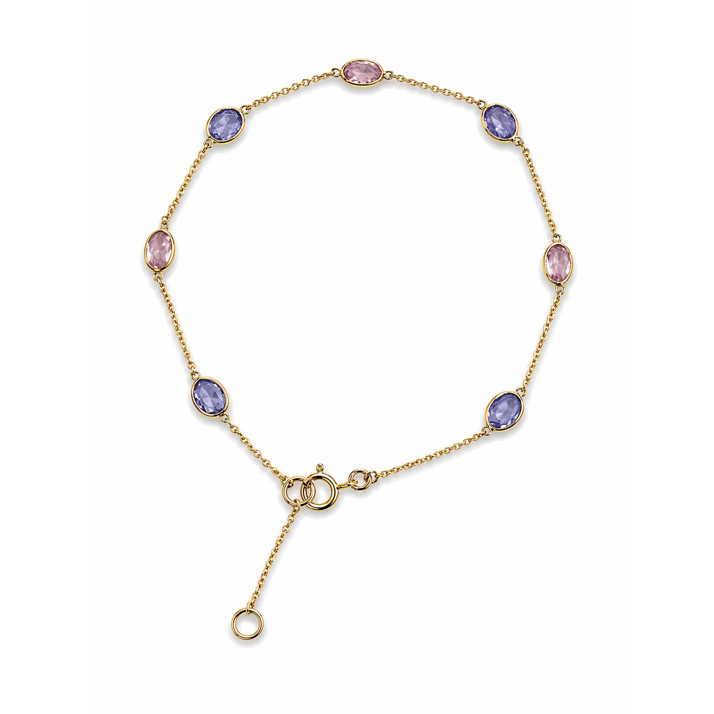 18k Tanzanite Pink Tourmaline Oval Bezel Bracelet