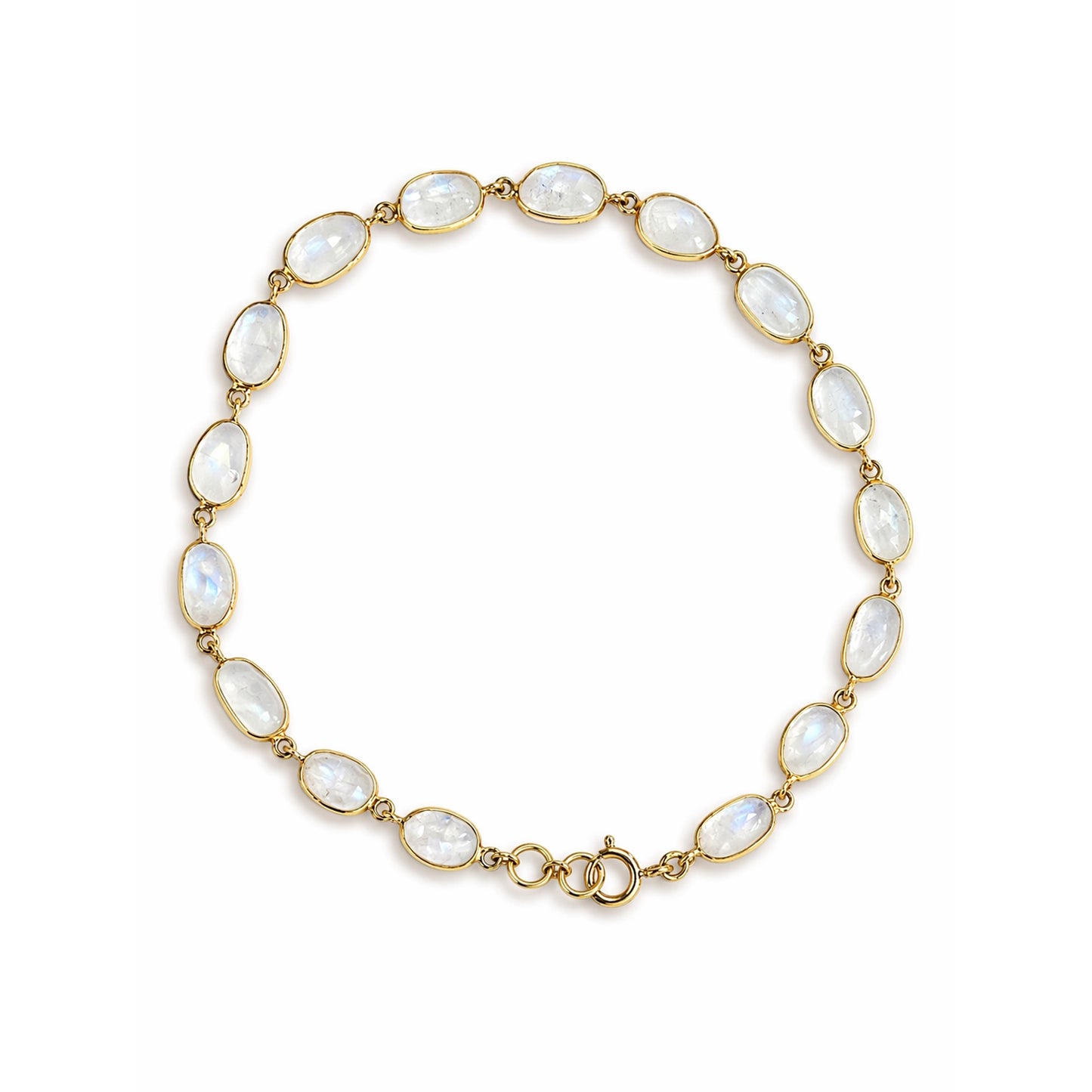 18k Rainbow Moonstone Oval Bezel Bracelet