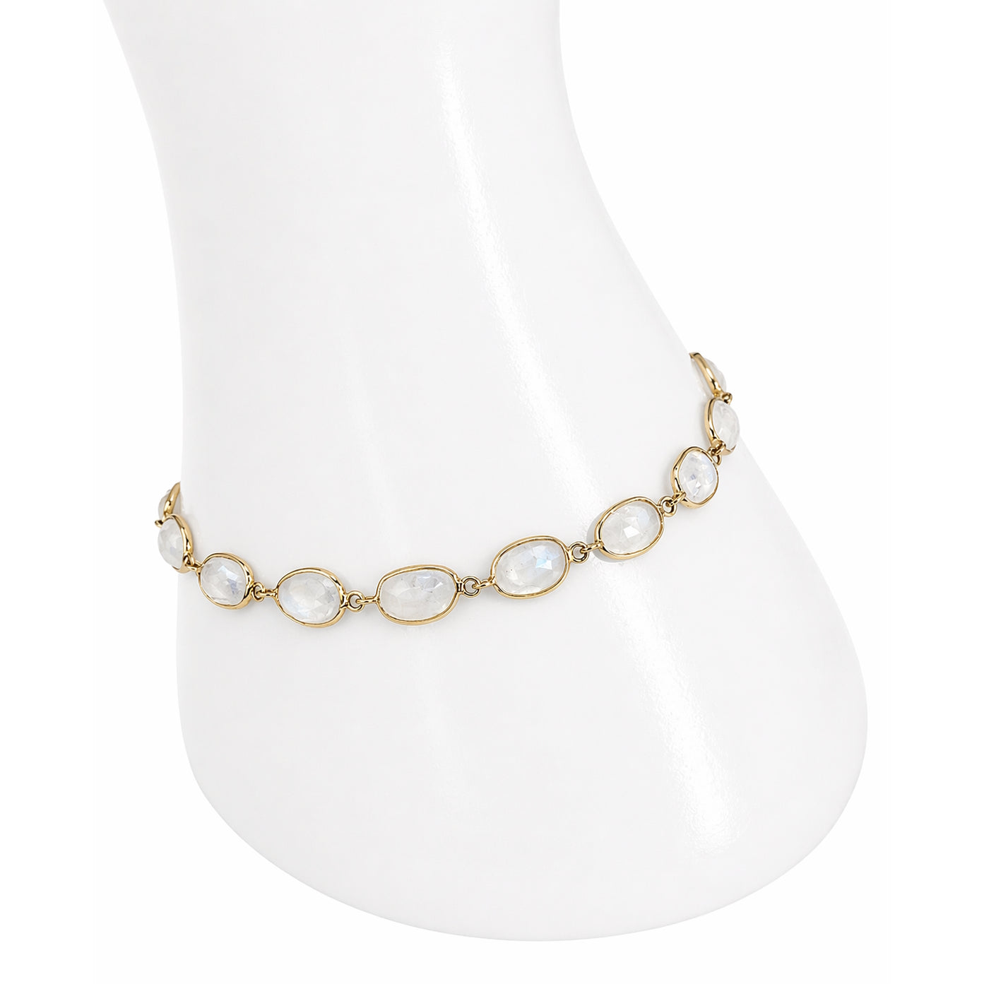 18k Rainbow Moonstone Oval Bezel Bracelet
