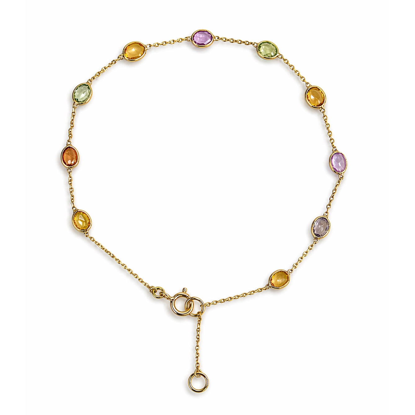 18k Multi Sapphire Oval Stones Bezel Bracelet