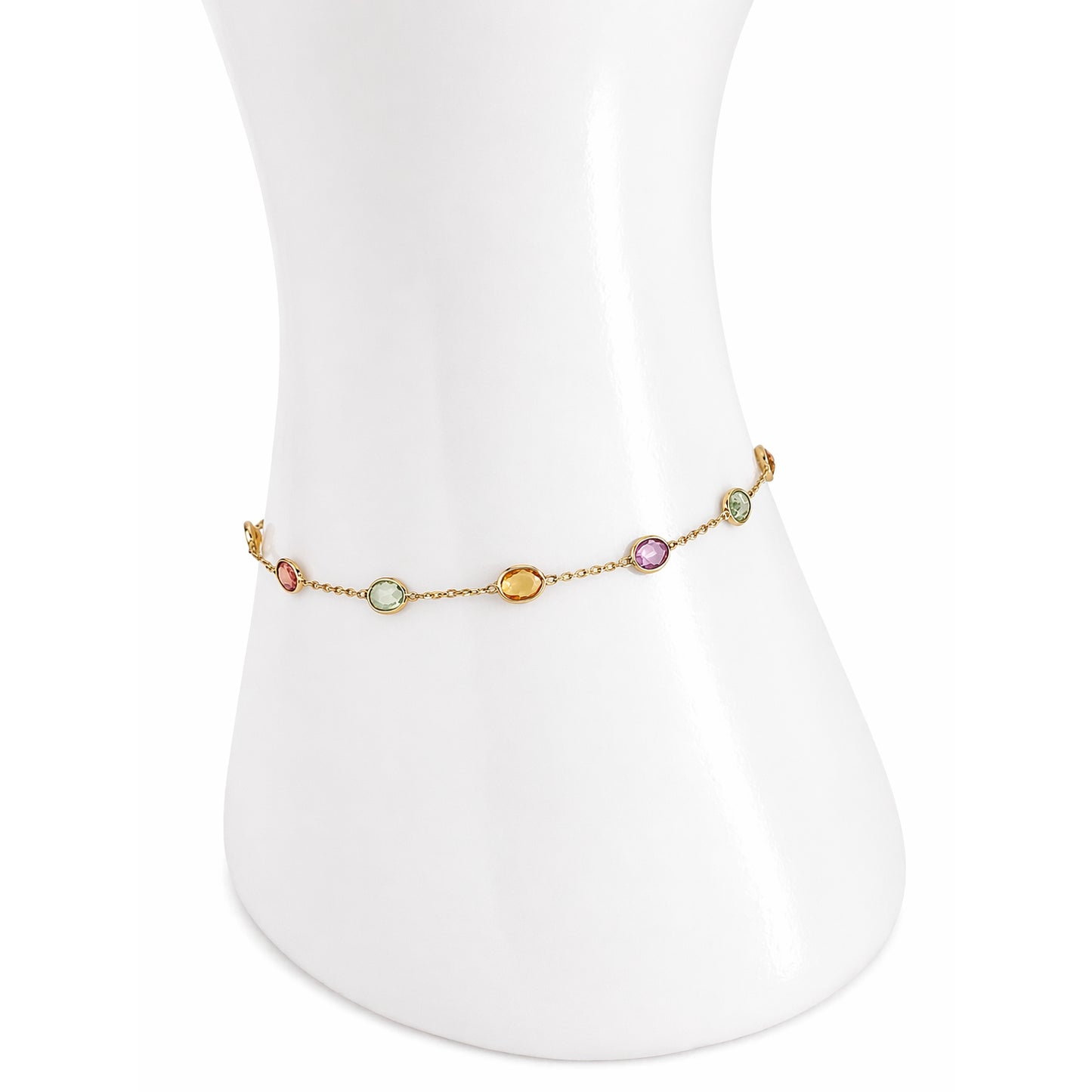 18k Multi Sapphire Oval Stones Bezel Bracelet