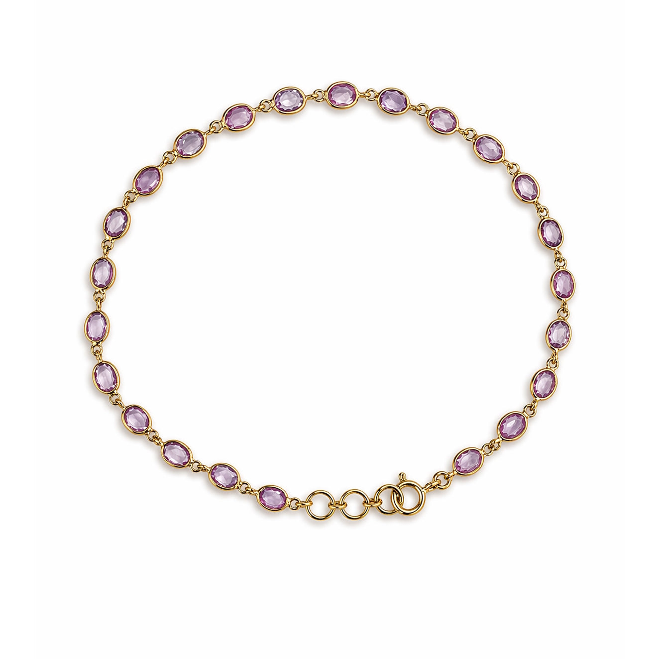 18k Pink Sapphire Oval Bezel Stones Bracelet