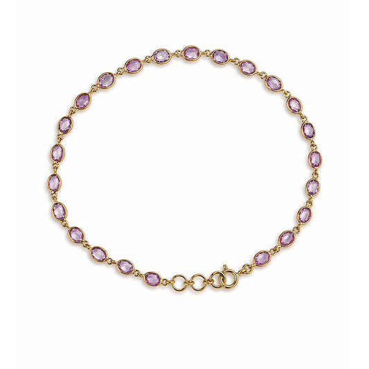 18k Pink Sapphire Oval Bezel Stones Bracelet