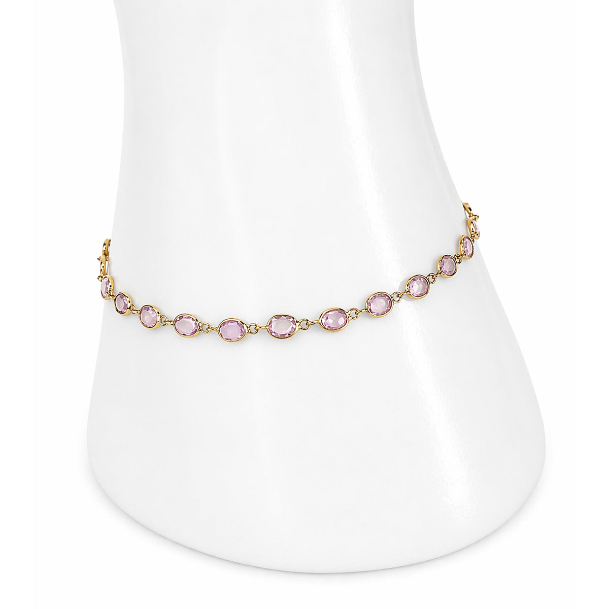 18k Pink Sapphire Oval Bezel Stones Bracelet
