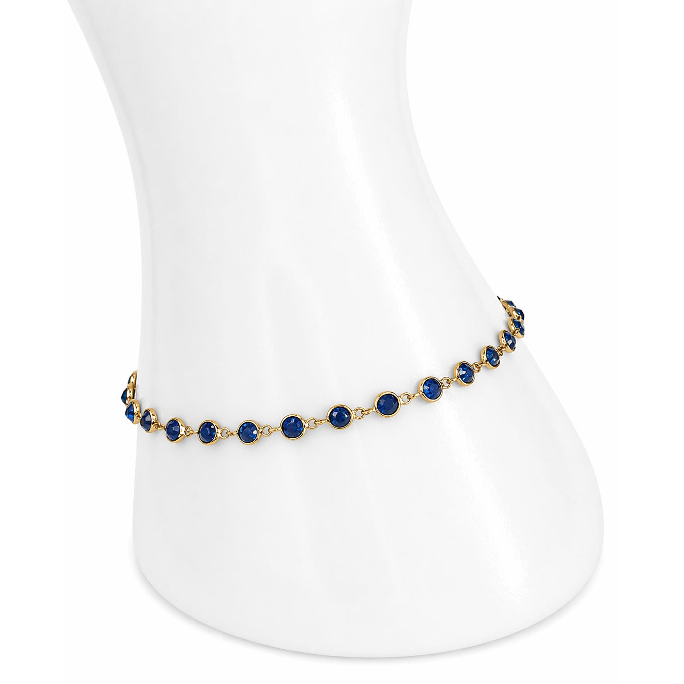 18k Sapphire Round Bezel Stones Bracelet