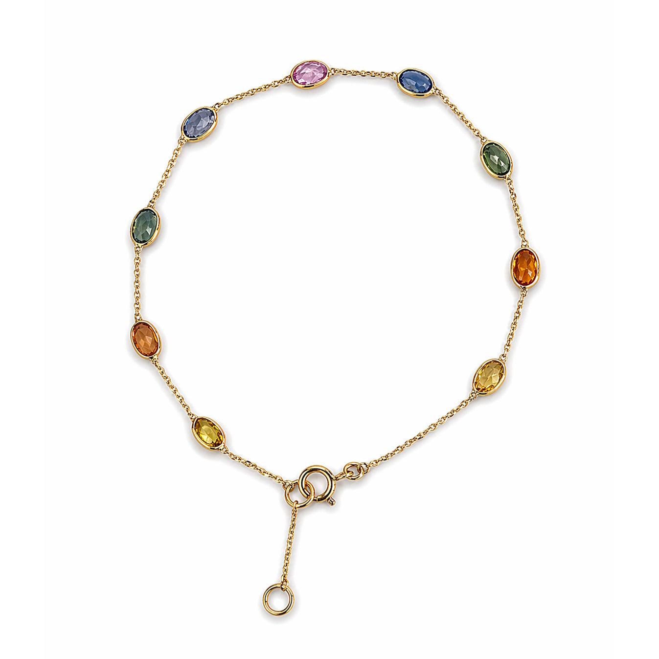 18k Multi Sapphire Round Bezel Stones Bracelet