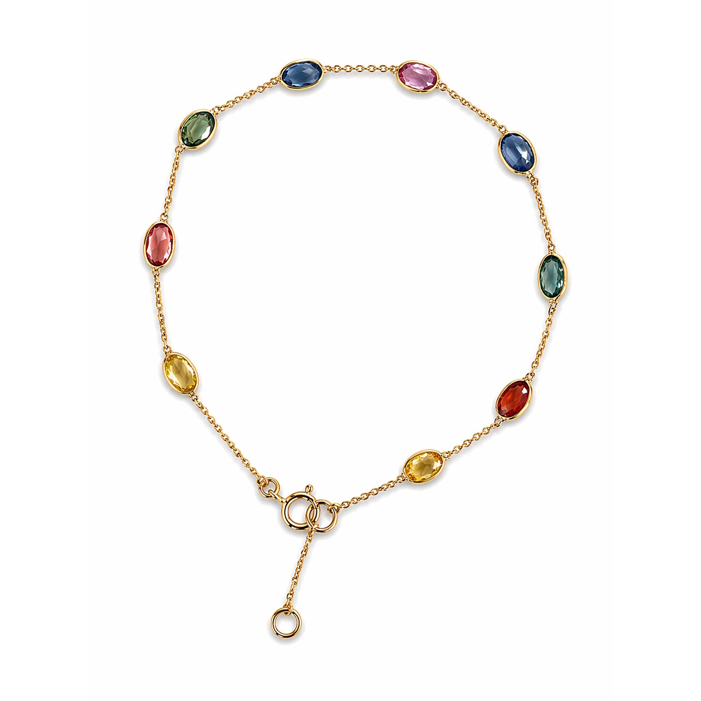 18k Multi Sapphire Pear Shape Bezel Bracelet