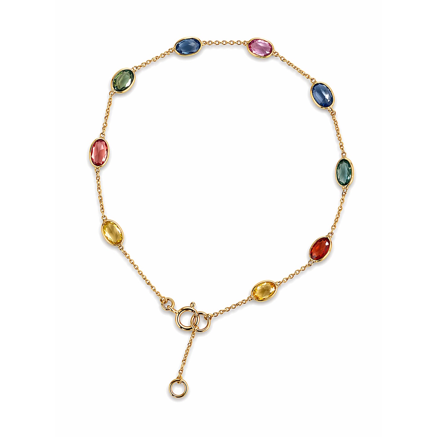 18k Multi Sapphire Pear Shape Bezel Bracelet