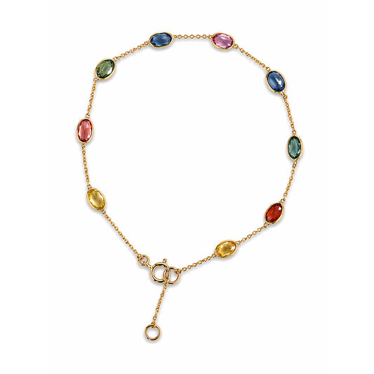 18k Multi Sapphire Pear Shape Bezel Bracelet