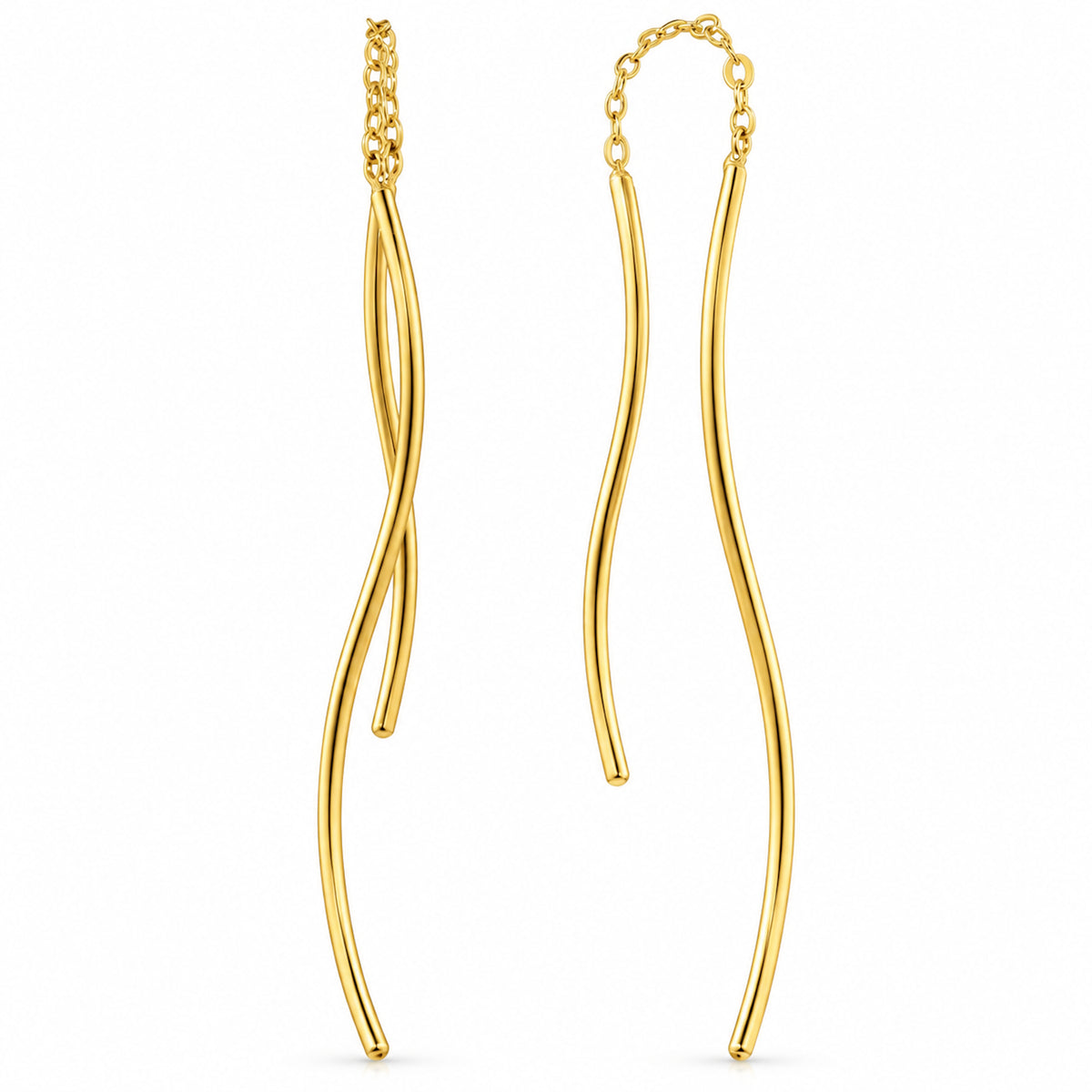 Séchic 18k Curved Tube Threading Earrings