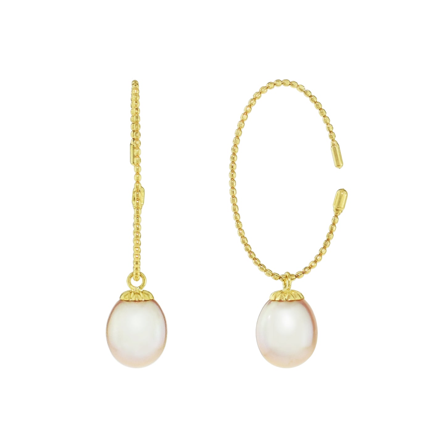 18k Pink Pearl Flexible Open Hoop Earring