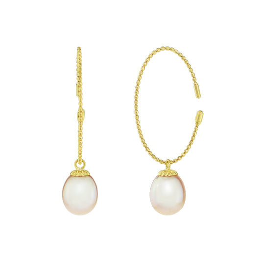 18k Pink Pearl Flexible Open Hoop Earring