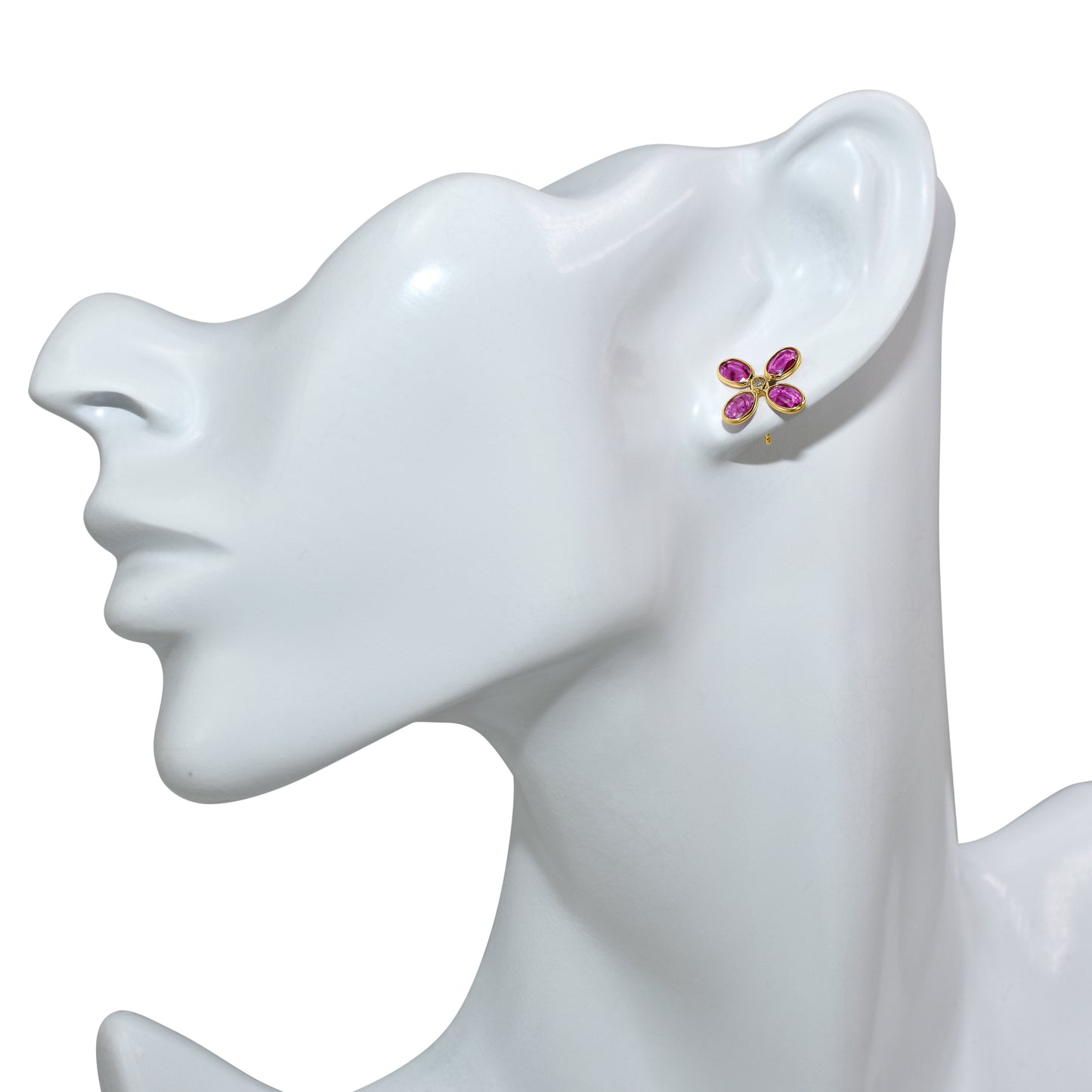 18K Diamond Ruby Petal Earrings