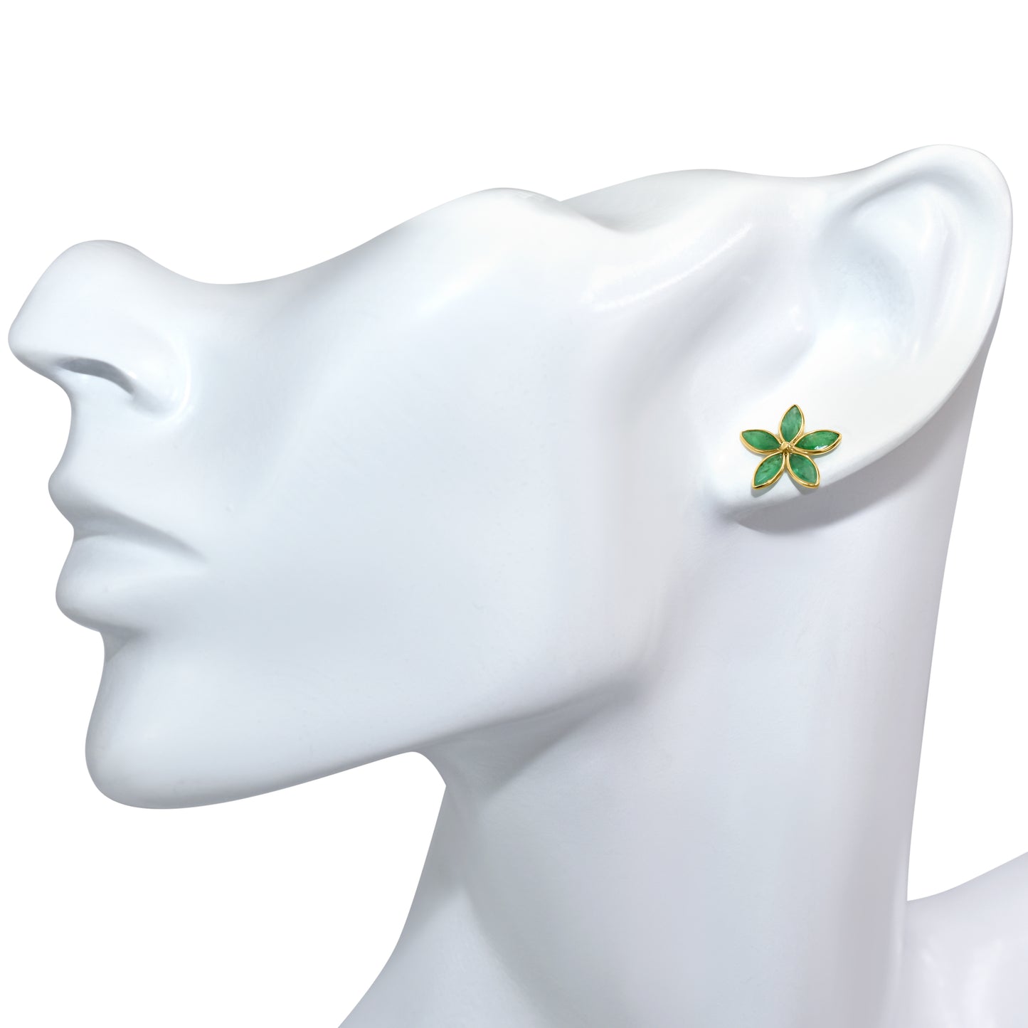 18k Emerald Flower Stud Earring