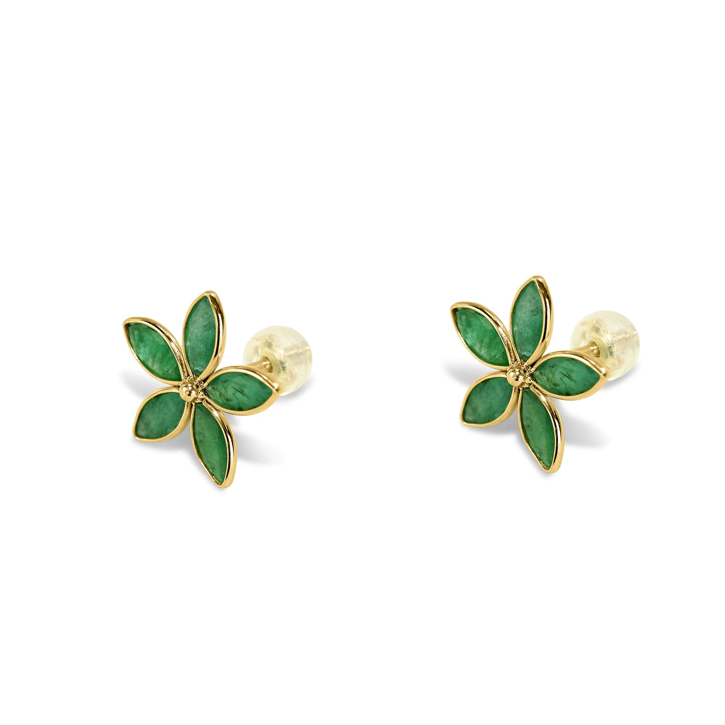 18k Emerald Flower Stud Earring