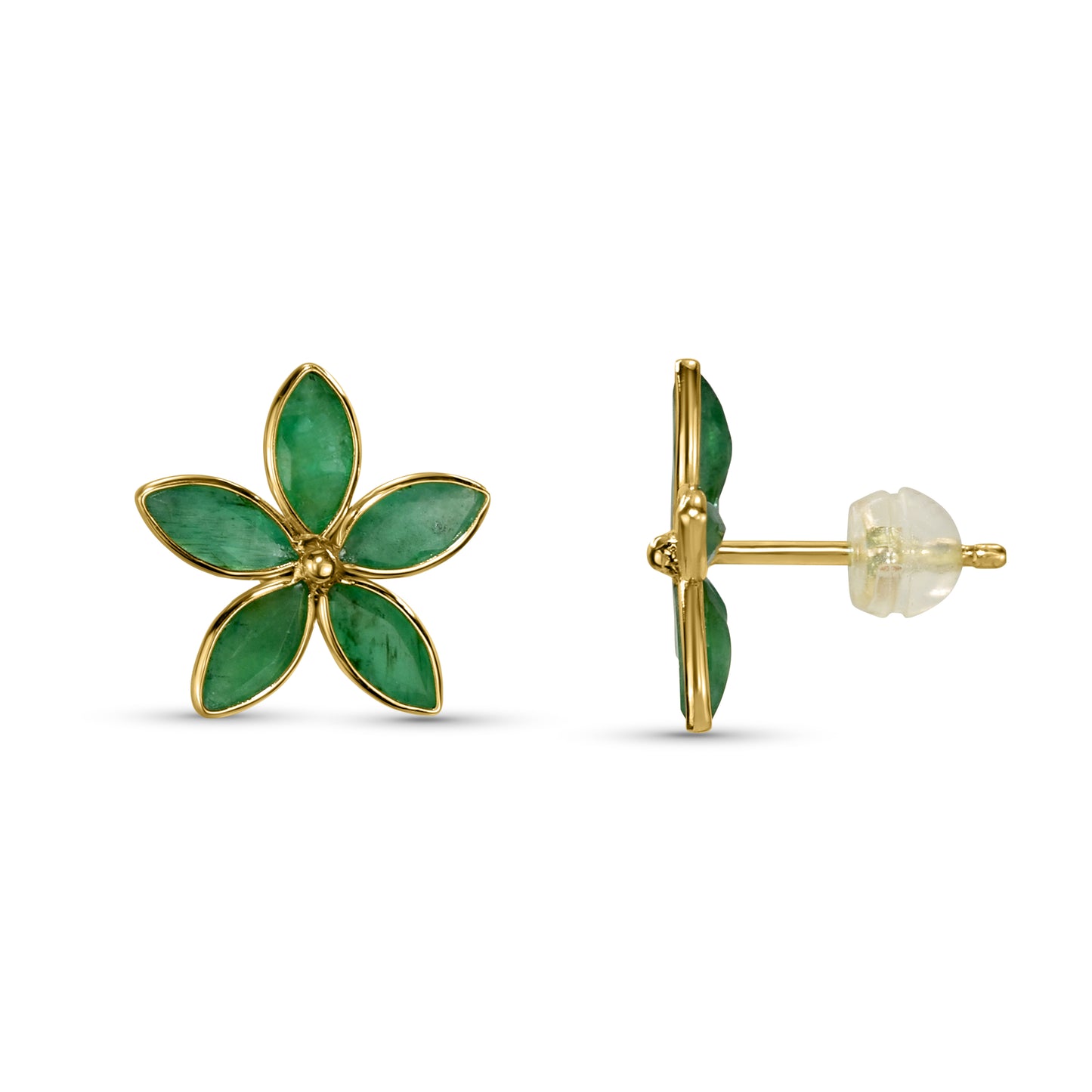 18k Emerald Flower Stud Earring